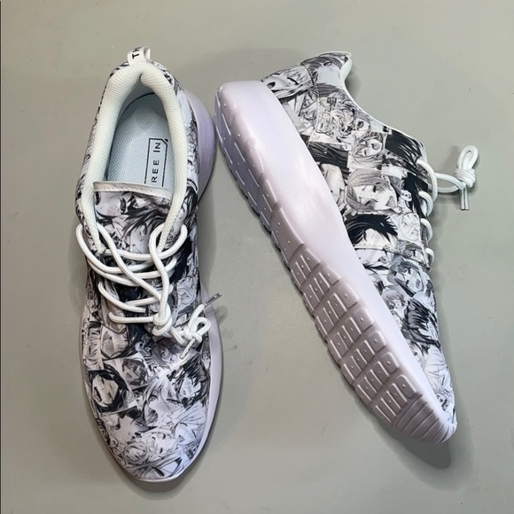 Three In Designed Anime Sneakers blk/wht men 11.5